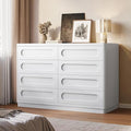 White Dresser for Bedroom with 8 Drawers, 47.2" Wide Dresser for Closet with Deep Drawer, Large Wood TV Stand, Modern Chest of Drawers for Bedroom, Hallway