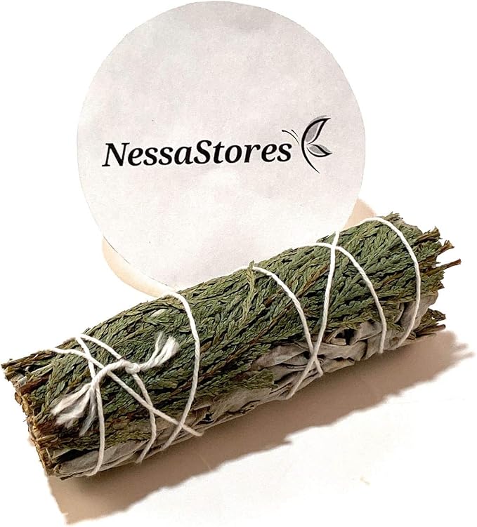 NessaStores 18 pcs California White Sage & Cedar Smudge Sticks, 4-Inch Hand Tied, All Natural, Ethically Sourced for Negative Energy Removal Home Cleansing, & Attracting Positivity JC-
