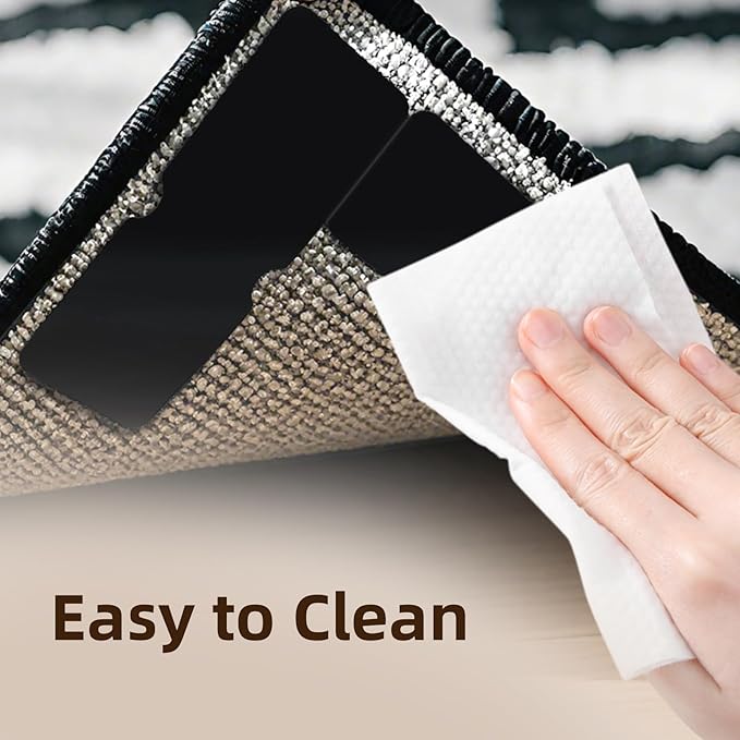 Rug Carpet Non Slip Grippers 8PCS, Reusable Double Sided Rug Pads Corner Gripper Tape for Area Rugs on Hardwood Floors, Strong Adhesive No Damage Removable Carpet Stickers