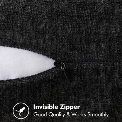 MIULEE Pack of 2 Couch Throw Pillow Covers 18x18 Inch Black Farmhouse Decorative Pillow Covers with Stitched Edge Soft Chenille Solid Dyed Spring Pillow Covers for Sofa Bed Living Room