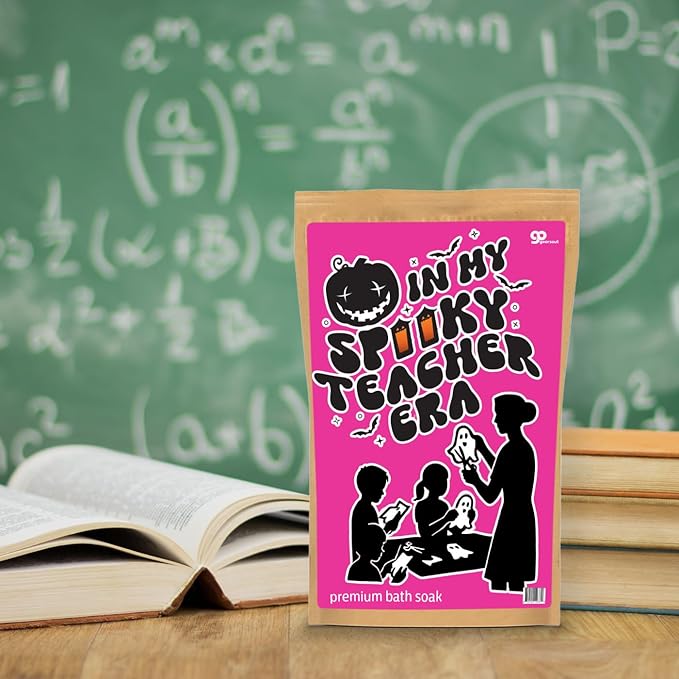 Spooky Teacher Era Bath Soak Pink Rose Sea Salt Spa Gift Funny Halloween Gag Gift for Women, Relaxing Teacher Appreciation Boo Basket Filler