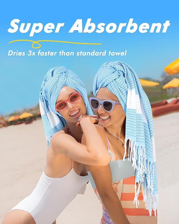 Genovega Oversized Cotton Turkish Beach Towels 74"x38" Thin Quick Dry Sand Free Pool Swim Bathing Towel Extra Large Blanket Adult Travel Essentials Accessories Must Haves Summer Vacation Green Dot