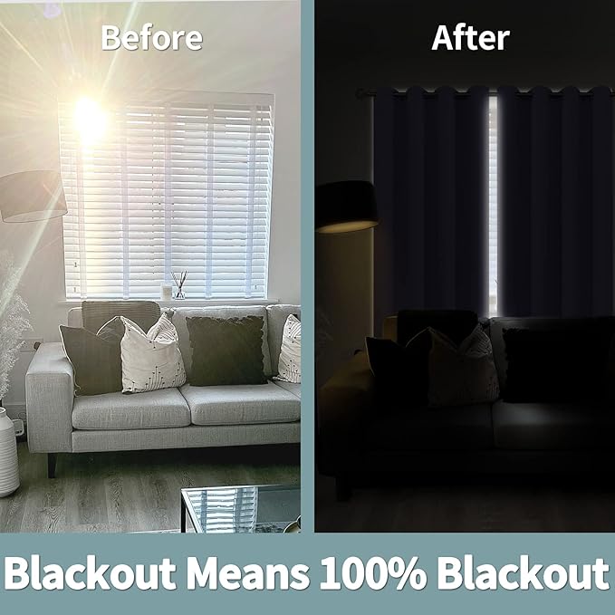 BGment Short 100% Blackout Curtains for Bedroom, Thermal Insulated Energy Efficiency Noise Reducing Grommet Curtains 45 Inch Length with Liner for Small Window 2 Panels Each 52 Inch Wide, Lavender