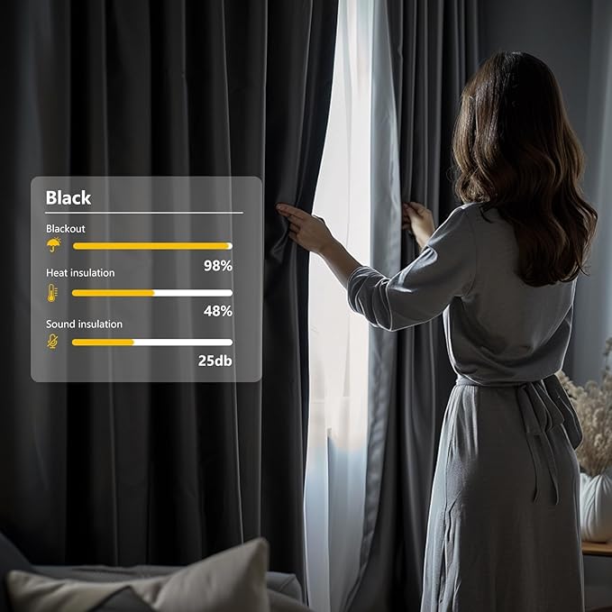 Room Divider Blackout Curtain Track Curtains Wall Dividers Panels Screen for Living Rooms Bedroom Office Privacy Partition Separation, W150 × L96 Inch,1 Panel, Black
