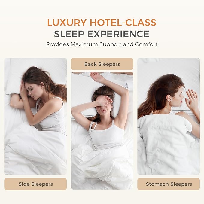 Sweetnight Bed Pillows Queen Size Set of 2, Fluffy Luxury Hotel Pillows Collection Gusseted for Neck and Shoulder, Side Back Stomach Sleeper Pillow, Cozy Night 18"X28"