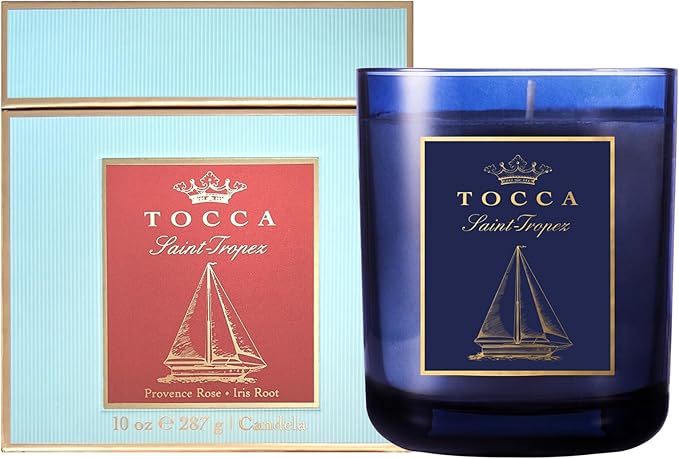 TOCCA St Tropez 10oz Candle - Provence Rose & Iris Root Scented, Hand Poured Soy-Wax Blend with 100% Cotton Wick, 60 Hour Burn Time