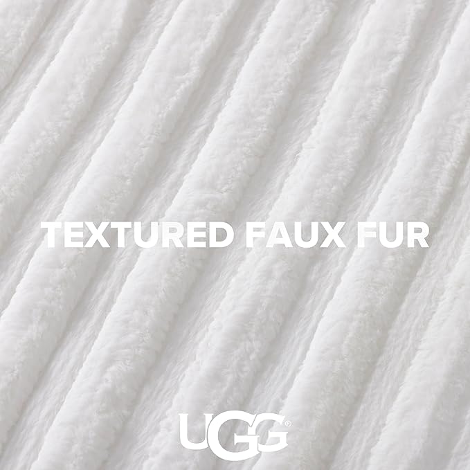 UGG Full/Queen Comforter Set with 2 Pillow Shams Plush Faux Fur Bedding Soft Warm Down Alternative Comforter Washable Hypoallergenic Fluffy Blanket Set for Bedroom, Full/Queen, White Snow (Kenzie)