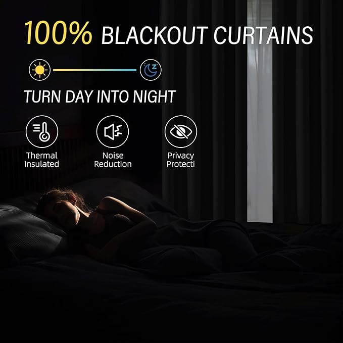 ChrisDowa 100% Blackout Linen Curtains, 2 Panels Set Thermal Insulated Room Darkening Curtains for Living Room, Privacy Grommet Window Drapes for Bedroom (Greyish Beige, 52 x 120 Inch)