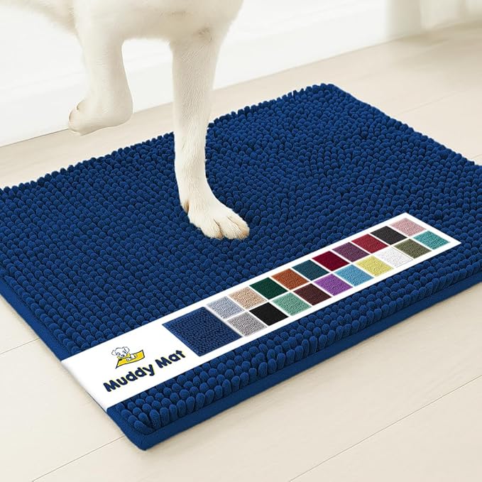 Muddy Mat® | Super Absorbent Door Mat Indoor, Microfiber Quick Dry Chenille Entryway Rug, Non-Slip Front Door Mat, Indoor Mats for Entryway, Machine Washable Pet Rug, Navy Blue XXL 60"X48"