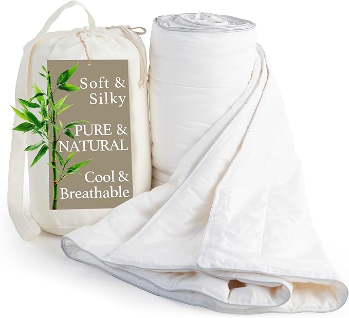 Cooling Comforter, 100% Viscose Fill, Cover: 60% Viscose, 40% Cotton, Lightweight Duvet Insert, Breathable Summer Quilt, Twin Size (73x94 Inches), Imported