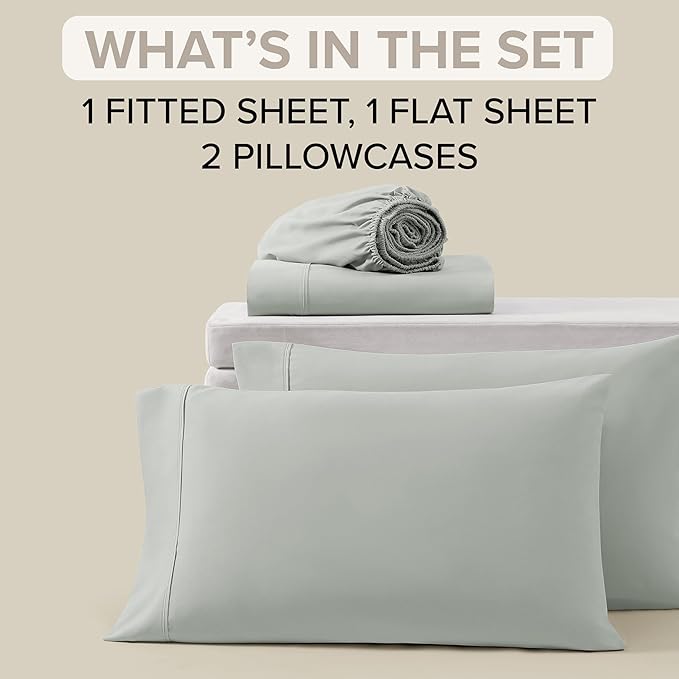 UGG Full Sheet Set 4-Piece Luxury Cooling Sheets Deep Pockets Premium Bedding with 2 Pillow Shams Hypoallergenic Machine Washable Soft Lightweight Bed Set for Bedroom, Full, Mineral Green(Hedi)
