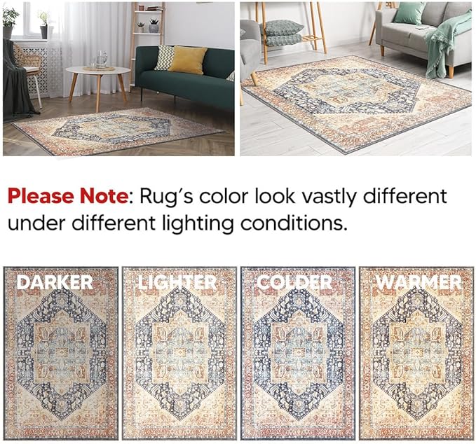 Keen Home Design 2x7 Rug - Machine Washable Runner Rug with Non-Slip Backing, Ideal for Hallway, Entryway, Kitchen, Laundry Room - Vintage, Easy Clean, Durable, Low Pile Rug - (2'6" x 7')