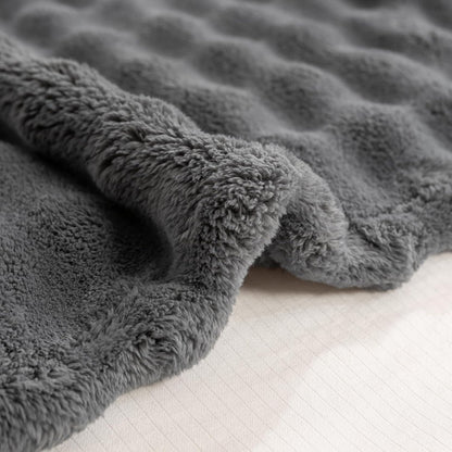 YUSOKI Luxury 3D Bubble Throw Blanket 3.1lb,All Ages,Home Decoration, (Grey,60 * 80inches)