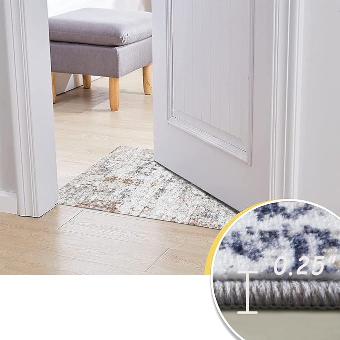 4x6 Rug, Small Area Rug for Living Room, Bedroom, Kitchen, Machine Washable Non-Slip Throw Rug, Modern Abstract Carpet for Entryway Nursery Coffee Table - Durable (Brown Black White)