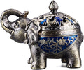 K COOL Metal Backflow Incense Holder Elephant Cone Incense Burner Candle Holder with Lid, Aromatherapy Ornament Home Office Decoration for Indoor Outdoor (Navy Blue)