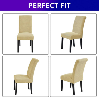 Howhic Stretch Chair Covers for Dining Room Set of 4, Removable Washable Dining Room Chair Covers, Dining Chair Slipcovers Seat Protector, Great Decoration for Home and Banquet (Champagne, 4 Pack)