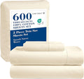 LANE LINEN 100% Cotton 600 Thread Count Soft Twin Bedding Sheets & Pillowcases Set- Sateen Weave Fully Elasticized 15 inch Deep Pocket Twin Sheets, Hotely Like Think Natural Cooling Bedding - Ivory