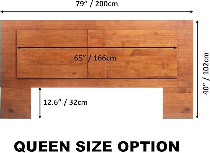 memomad Bali Slim Set: Storage Platform Bed with Drawers + Flat Panel Headboard (Queen Size, Caramel Brown Wood)