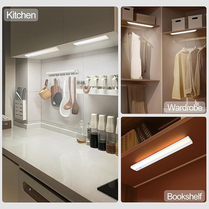 Ansen 2Packs of Under Cabinet Lighting Hardwired, 12in 10W 666LM Dimmable Led Light for Kitchen/Closet, CRI 92+, R9 90+, 3 Color Temperature, 3000K/4000K/5000K(Warm White, Cool White, Daylight)