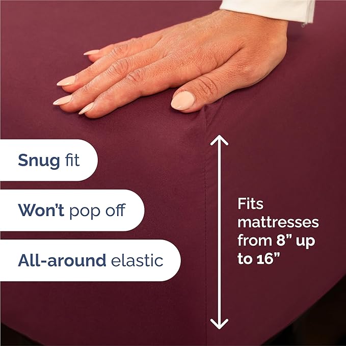 King 6 Piece Sheet Set - Cooling, Comfy & Breathable - Hotel Luxury Bedding, Includes Fitted Sheet for Women, Men, Kids and Teens - 1 Flat, 1 Fitted Sheet, 4 Pillowcases with Deep Pockets - Burgundy