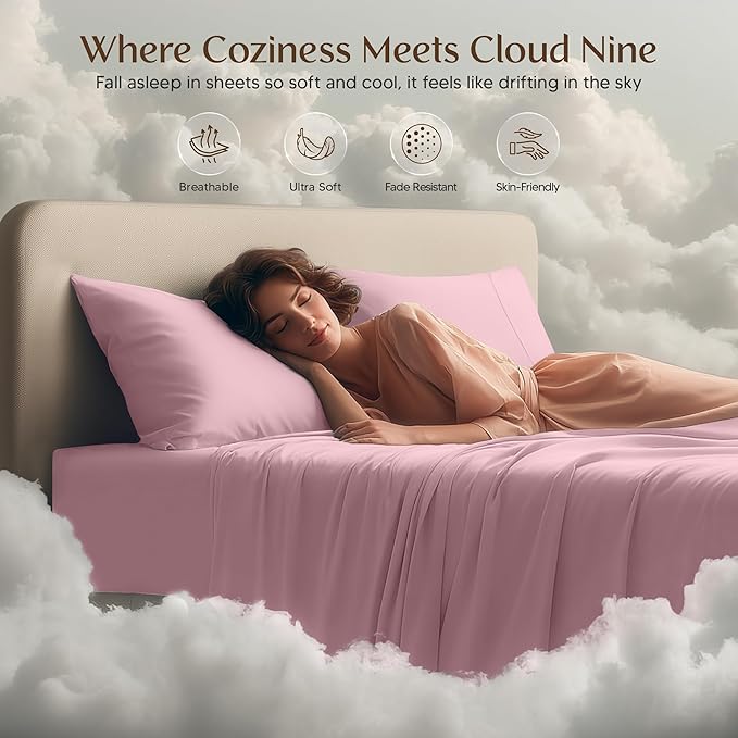 Utopia Bedding Queen Bed Sheets Set - 4 Piece Bedding - Brushed Microfiber - Shrinkage and Fade Resistant - Easy Care (Crystal Pink)