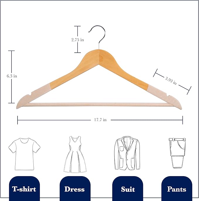 Wooden Hangers 20 Pack | Non-Slip Velvet Suit Hangers for Men | Luxury Velvet Hanger for Dresses, Coats, Jackets & Pants for Women and Men| Heavy-Duty Clothes Hanger - Beige – SAMSARC