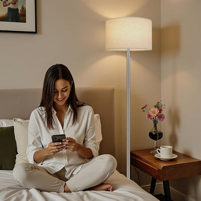 Floor Lamp for Living Room,Dimmable Gold Floor Lamp,Modern Standing Lamp with Marble Base,Tall Standing Lamp for Bedroom, Reading,Office & Kids' Room,LED Bulb Included(Brown)