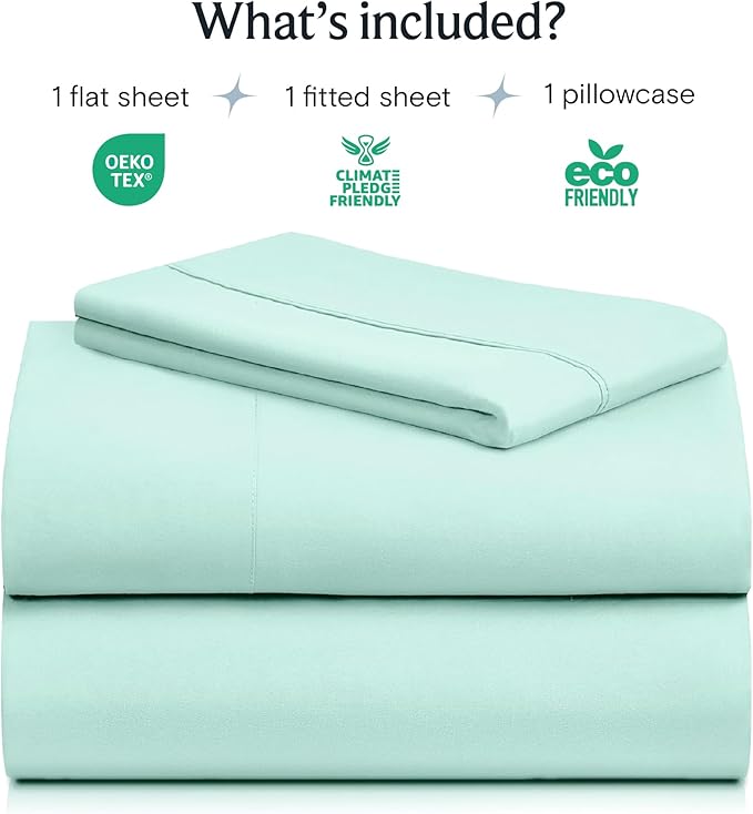 LuxClub 3 PC Twin XL Sheet Set, Deep Pockets Wrinkle Free Cooling Bed Sheets Hotel Bedding for Women, Men, Kids & Teens, Includes 1 Fitted Sheet, 1 Flat Sheet and 1 Pillowcase-Silky Soft Aquamarine