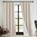 RYB HOME 4 in 1 Set Dust Filter - Soundproof - Blackout - Insulating, Energy Efficiency Linen Curtains for Kids Bedroom Living Room Divider Apartment Hotel Office Theatre, Taupe, W 52 x L 108, 2 Pcs