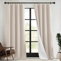 RYB HOME 4 in 1 Set Dust Filter - Soundproof - Blackout - Insulating, Energy Efficiency Linen Curtains for Kids Bedroom Living Room Divider Apartment Hotel Office Theatre, Taupe, W 52 x L 84, 2 Pcs