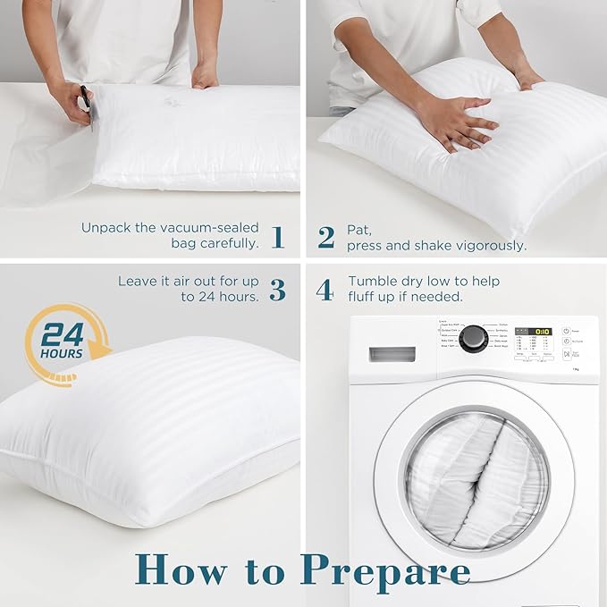 viewstar Bed Pillows Queen Size Set of 2, Hotel Collection, Down Alternative Big Pillow for Back, Stomach or Side Sleepers, Firm