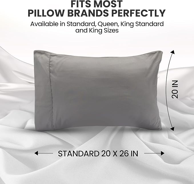 Utopia Bedding Pillow Cases Queen Size 2-Pack – Soft Brushed Microfiber – Envelope Closure – Perfect for Hospitals, Hotels, Guest Rooms – Oeko-TEX Certified, 20x26 Inches (Grey)
