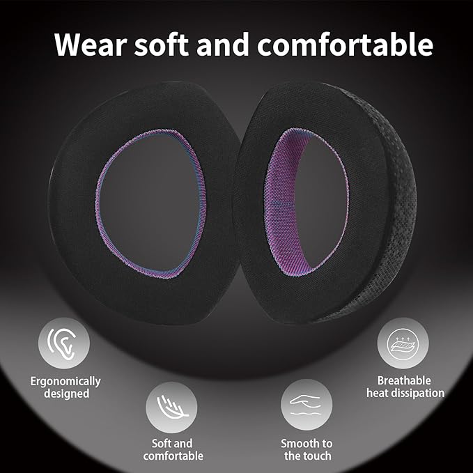 Magic Ice Gel Replacement Earpads for SENNHEISER HD700 - Black/Purple Comfort and Durability