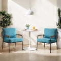 VINGLI Mid-Century Modern Accent Armchiars Set of 2 for Small Space, Small Comfy Upholstered Leisure Reading Chairs with Wood Armrests for Bedroom, Living Room, Waiting Room, Linen Teal