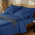 LBRO2M 1000 Thread Count 100% Egyptian Cotton Sheets Set 6 Piece Sets Queen Bed Sheet Deep Pocket Sheet Set 16" Soft Comfortable All Season (Queen, Navy Blue)