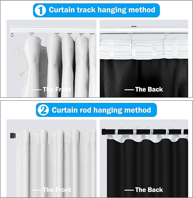 Room Divider Curtains Total Blackout Privacy Curtain Panel Room Thermal Insulated Noise Reduction Curtain for Bedroom Window Living Room Ceiling Track Curtains W 120 × H 96 in White.