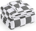 Wemore Flannel Fleece Weighted Blanket for Adult Queen Size 15 lbs, Dual Sided Luxurious Checkerboard Grid Heavy Blankets, Ultra Soft Throw Blanket, Plaid Grey, 60 x 80 inches