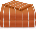 LuxClub 3 PC Sheet Set Bed Sheets Deep Pockets 16" Wrinkle Free Cooling Machine Washable Hotel Bedding Silky Soft - Striped-Autumn Orange Twin
