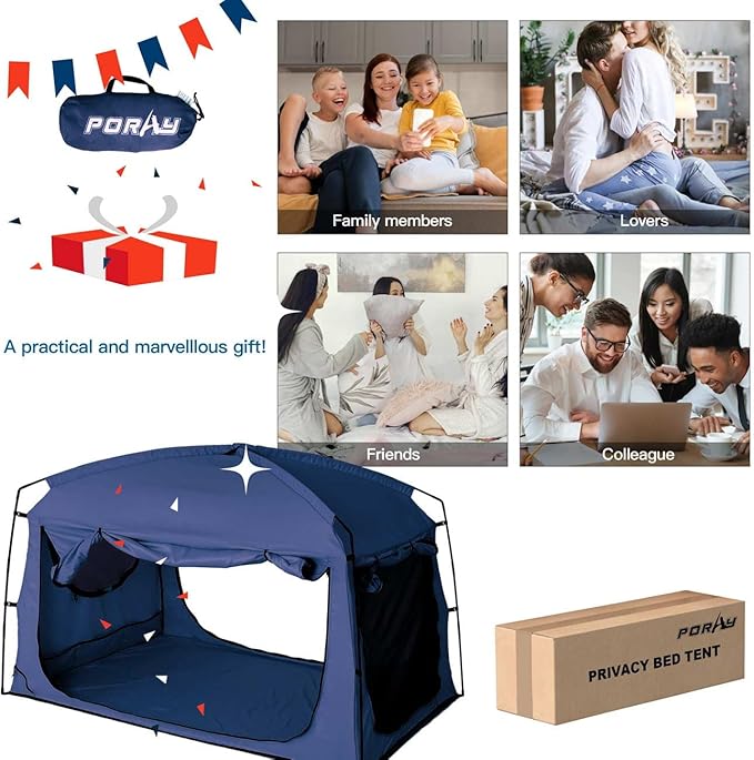 Bed Tent,Portable Privacy Sleeping Bed Canopy,Blackout 90% Drapes for Kids and Adult,Indoor Space Tent with Breathable Large Mesh Windows