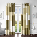 Beige 100% Blackout Curtains for Bedroom 63 inch Long 2 Panels Set White Beige Modern Abstract Geometric Black Out Curtains Insulated Room Darkening Window Drapes for Living Room, 52Wx63L