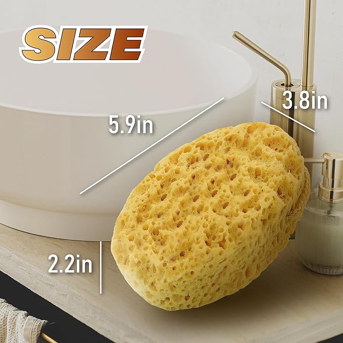 myHomeBody Bath Sponge, Foam Loofah, Body Scrubber for Bathing, Exfoliating Shower Pouf for Shower – Large Size, Lots of Lather, Oval, 2 Pack