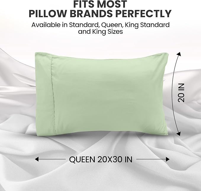 Pillow Covers by Utopia Bedding - Queen Size 2-Pack – Soft Brushed Microfiber – Perfect for Hospitals, Hotels, Guest Rooms – Oeko-TEX Certified, 20x30 Inches (Sage)