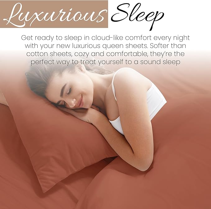 Linen Market Bed Sheets for Full Size Bed (Clay) - Sleep Better Than Ever with These Soft and Cooling Full Sheets - Deep Pocket Fits 16" Thick Beds - 4 Piece Full Sheet Set