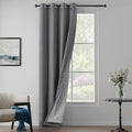3-in-1 Layers Noise Cancelling Curtains for Bedroom Grommet Full Blackout Window Drapes Thermal Insulation Winter Curtains for Living Room (1 Panel, Grey, 50" x 84")