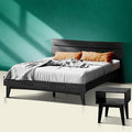 Acacia Aurora Queen Solid Wood Bed Frame with Headboard – Gift Matching Nightstand Included, Mid-Century Modern Farmhouse, Black Ristretto, 800 lbs Capacity, Sturdy, No Box Spring, Easy Assembly