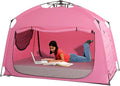 Indoor Instant Privacy Bed Tent for Sleeping,Quick Set-up Bed Canopies,Portable Bed Drapes with Large Space and 3 Doors (Pink, Full)