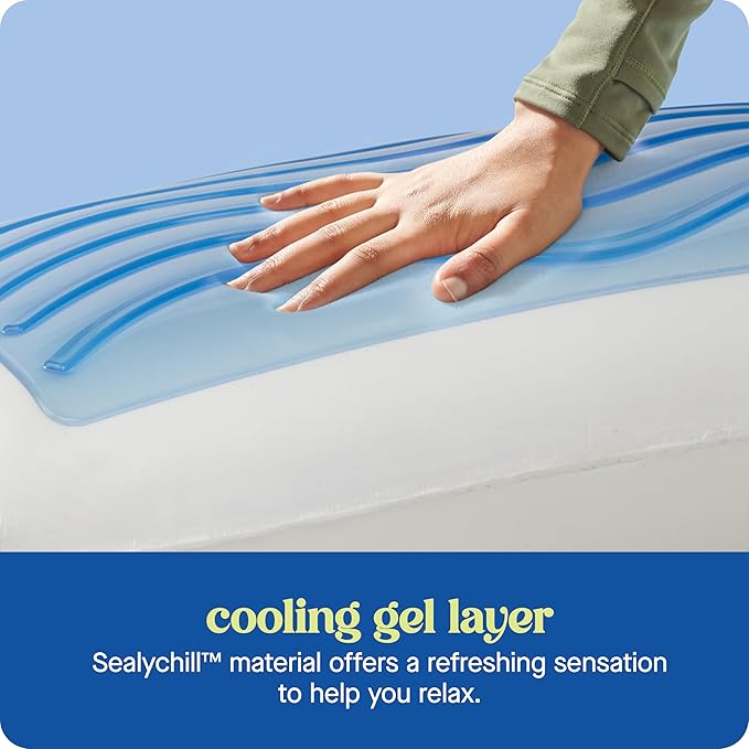 SEALY Dreamlife Standard Size Memory Foam Cooling Pillow with SealyChill Cooling Gel, Removable Machine-Washable Cover, Designed and Built in The USA