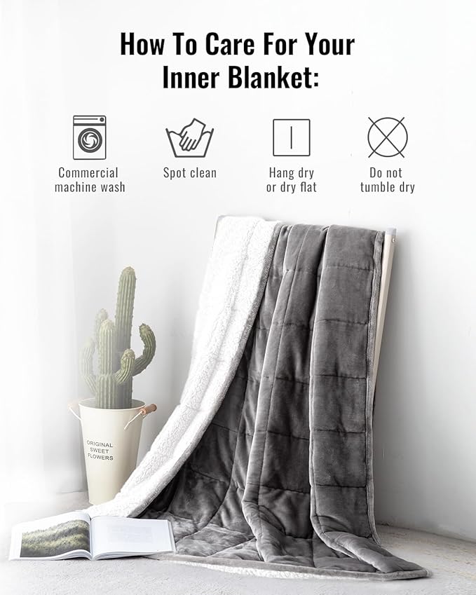 Uttermara Weighted Blanket Twin 15 Pounds for Adults 48x72 inches, Soft Plush Fleece & Cozy Warm Sherpa Weighted Blankets Great for Sleep & Calming, Twin Size Heavy Blanket for Couch Bed, Grey