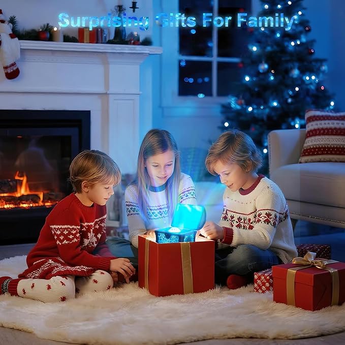 Treasure Box Northern Lights Projector, Galaxy Aurora Night Light Projector with 8 Colors, White Noises, Timer & Remote Control, Ceiling Projection Ambient Lighting for Bedroom Gaming Room Gifts, Blue