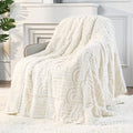 Sherpa Fleece Adult Weighted Blanket Great for Sleep, 15 lbs Dual Sided Soft Fuzzy Heavy Blankets for Couch Bed Sofa, Cozy Warm Arched Jacquard Throw for Winter (Cream White, 48" x 72", 15 Pounds)